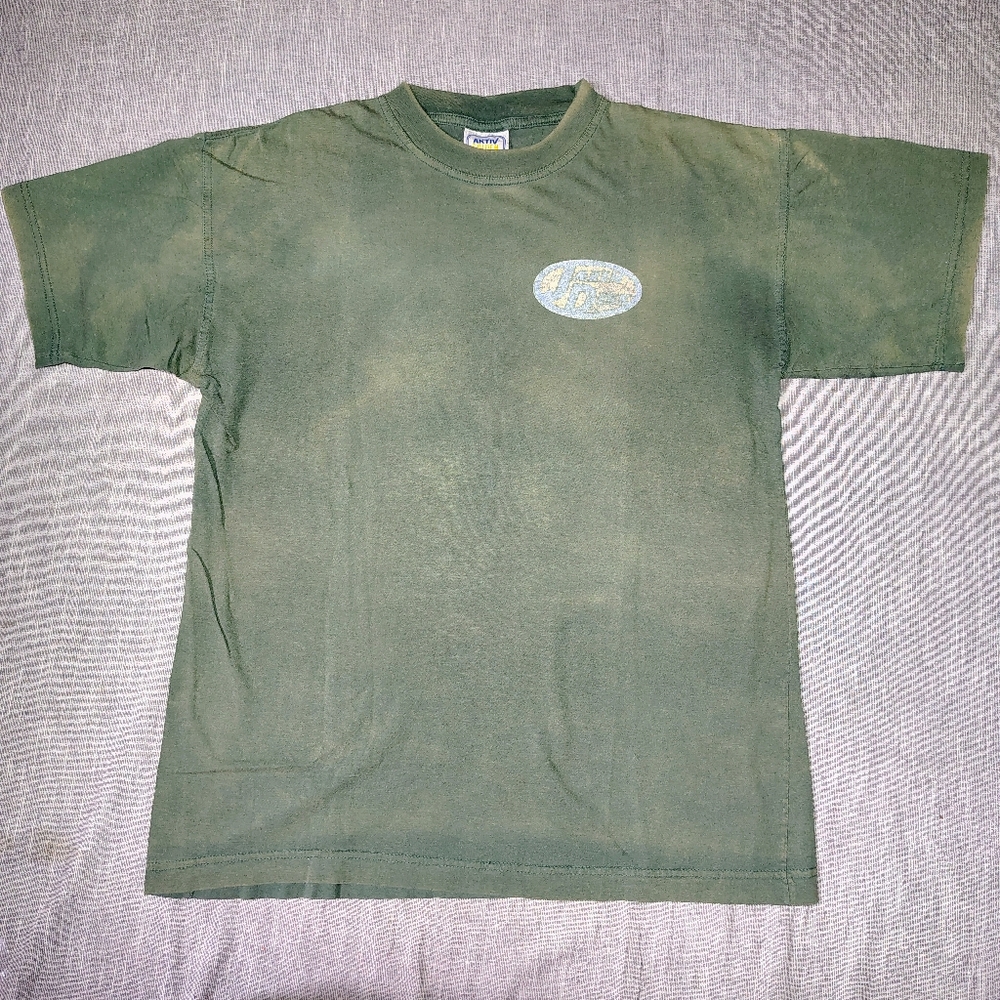 VINTAGE Aktiv Golden Line T-Shirt Size Large Sun Faded Cotton Crew Neck